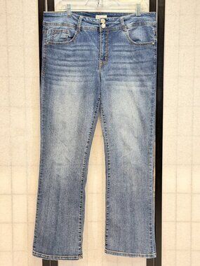 Angels Forever Young 16 High Rise Embroidered Sequin Pocket Stretch Faded Jeans